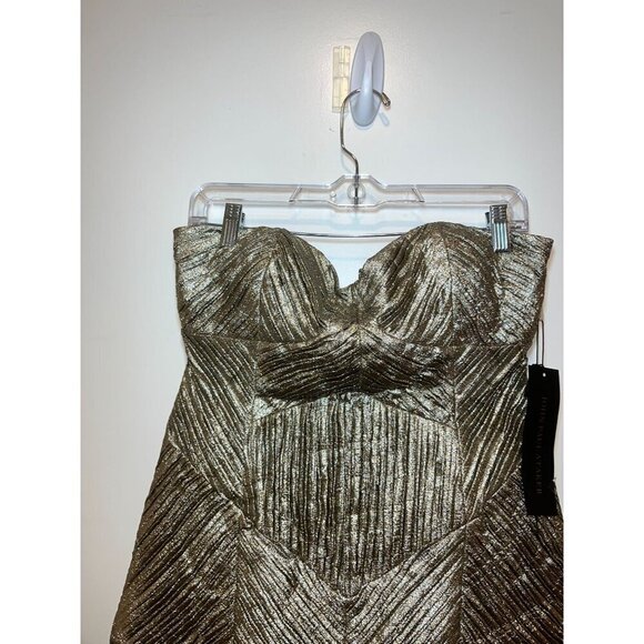 NWT John Paul Ataker Metallic Strapless Cocktail Dress Gold Size 44/10 - Picture 2 of 8